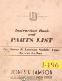 Jones & Lamson-Jones & Lamson No. 5, Ram Type Turret Lathes, Instructions and Parts Manual 1951-No. 5-01